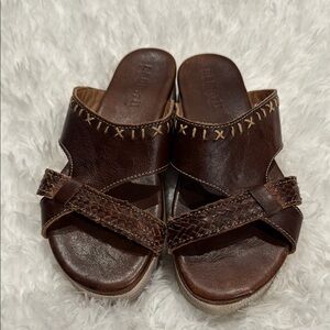 Bed Stu Tiny Women’s Brown Leather Slip On Leather Platform Sandals Sz 6.5